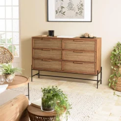 Commode 6 tiroirs en bois de teck recyclé