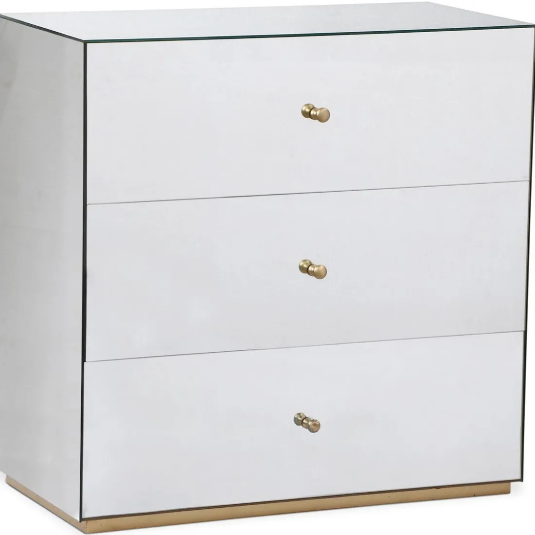 Commode 3 Tiroirs NARCISSAL En Miroir Pied Or