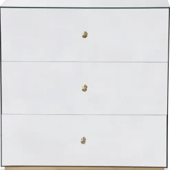 Commode 3 Tiroirs NARCISSAL En Miroir Pied Or