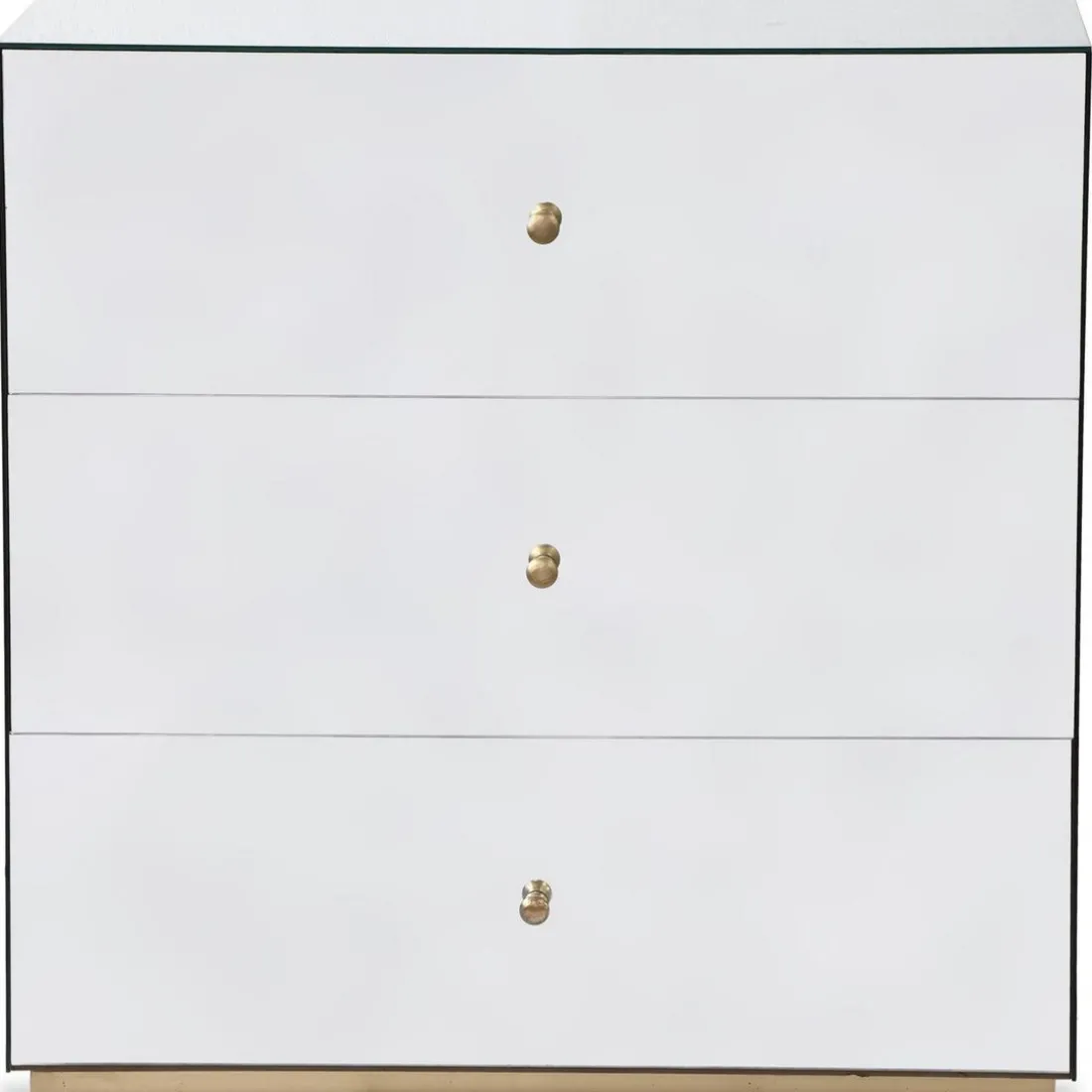 Commode 3 Tiroirs NARCISSAL En Miroir Pied Or