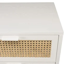 Commode blanche 3 tiroirs cannage naturel SANDRO