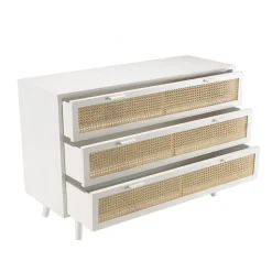 Commode blanche 3 tiroirs cannage naturel SANDRO
