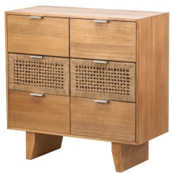 Commode Chambre Scandinave Bois 3 Tiroirs Rangement Marron