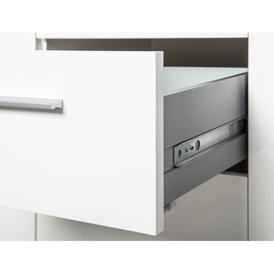 Commode CORBET 1 Porte 4 Tiroirs Blanc Brillant