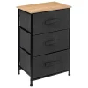 Commode de rangement 3 tiroirs en bois gris foncé