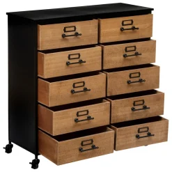 Commode Double 10 Tiroirs Baris Noir