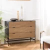 Commode marron et noire 3 tiroirs Pin pieds métal noir