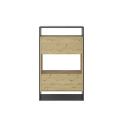 Comode haute avec 2 tiroirs VERONA 2 gris et naturel