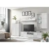 Composition murale meuble TV, étagère et 2 buffets muraux laqué blanc