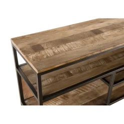 Console 4 niveaux en teck recyclé acacia mahogany métal noir