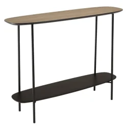 Console 2 plateaux bi-matière mocha noir pieds métal JULIA