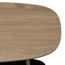 Console 2 plateaux bi-matière mocha noir pieds métal JULIA