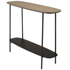 Console 2 plateaux bi-matière mocha noir pieds métal JULIA
