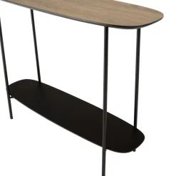 Console 2 plateaux bi-matière mocha noir pieds métal JULIA