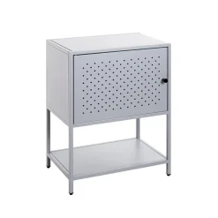 Console 1 porte et 1 étagère en métal gris