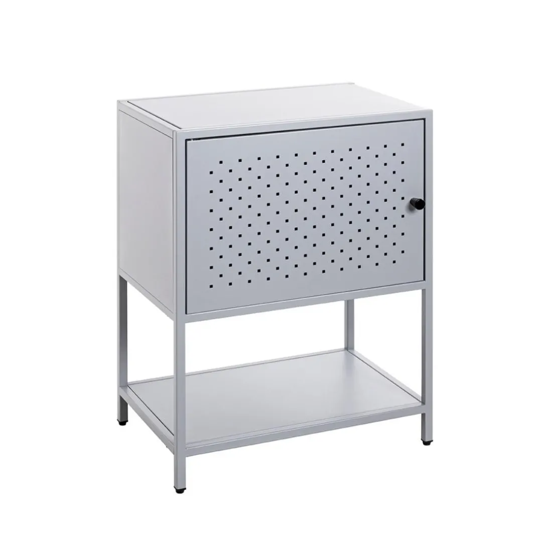 Console 1 porte et 1 étagère en métal gris