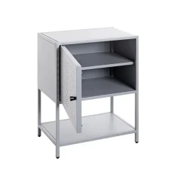 Console 1 porte et 1 étagère en métal gris