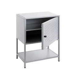 Console 1 porte et 1 étagère en métal gris