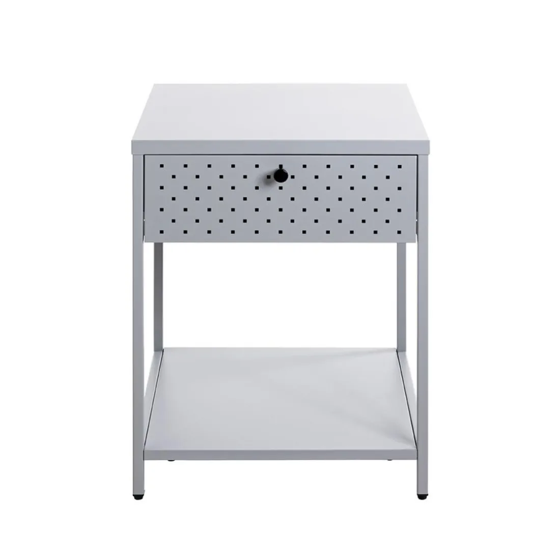 Console 1 tiroir et 1 etagère en métal gris