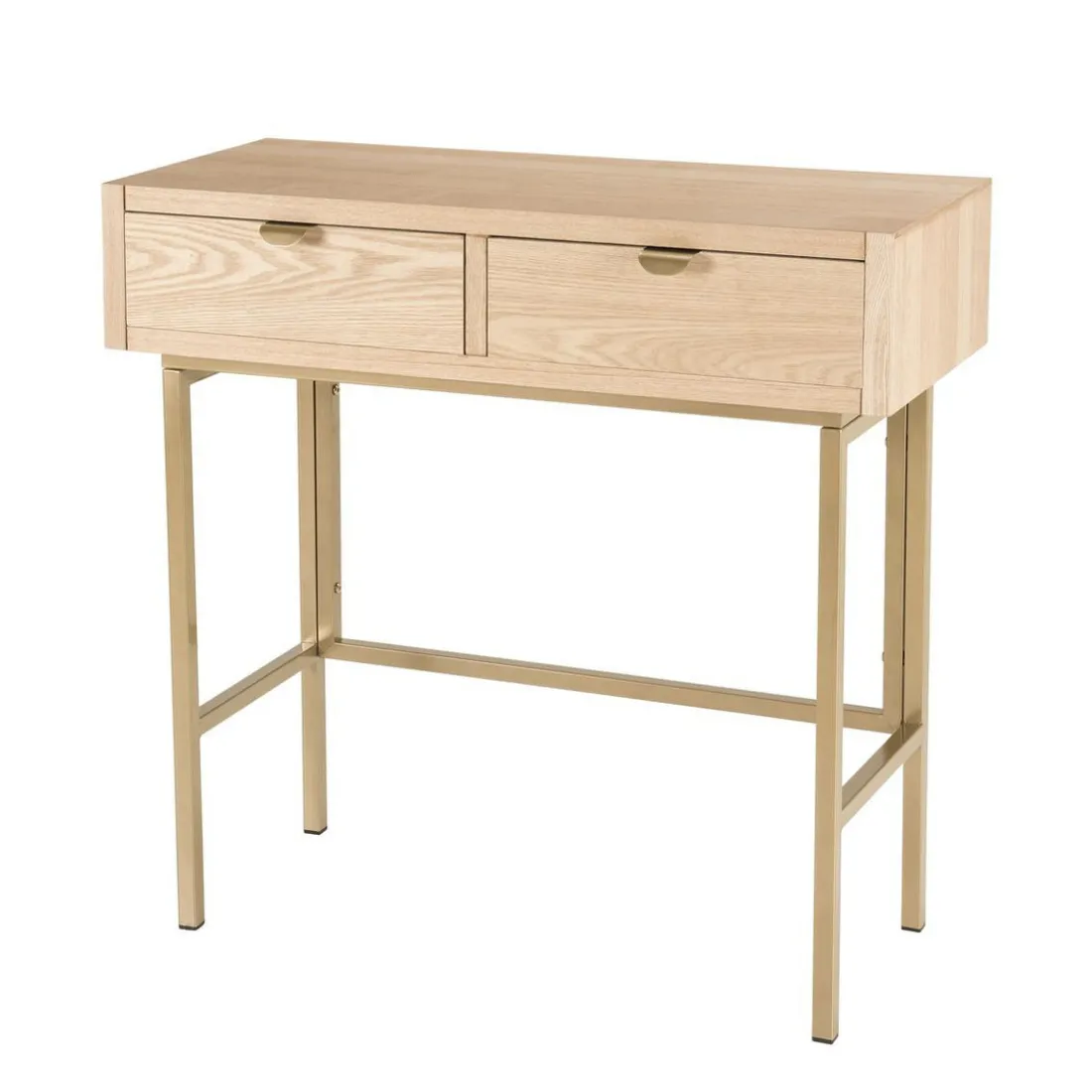 Console ALINE 2 Tiroirs Pieds Métal Doré