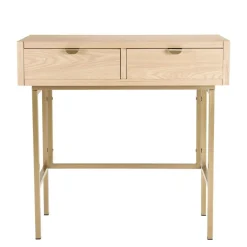 Console ALINE 2 Tiroirs Pieds Métal Doré
