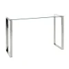 Console avec structure en Inox brillant et plateau en Verre trempé Argenté