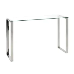Console avec structure en Inox brillant et plateau en Verre trempé Argenté