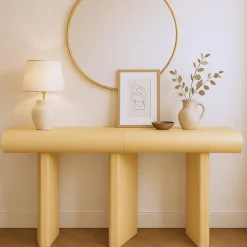 Console design 2 tiroirs avec pieds obliques Mezade Beige