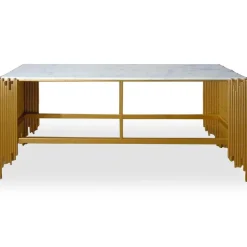Console Design FALBALA En Marbre Blanc Et Métal Or