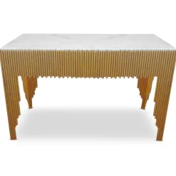Console design GALANTINE Marbre Blanc pieds Or