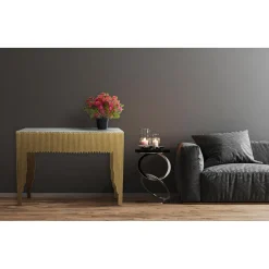 Console design GALANTINE Marbre Blanc pieds Or