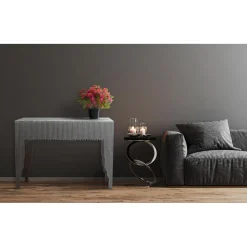 Console design GALANTINE Marbre Blanc pieds Argent