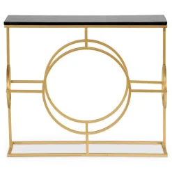 Console Design GATSBY Marbre Noir Et Métal Or