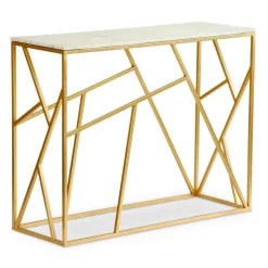 Console Design PUZZLE Marbre Et Métal Or
