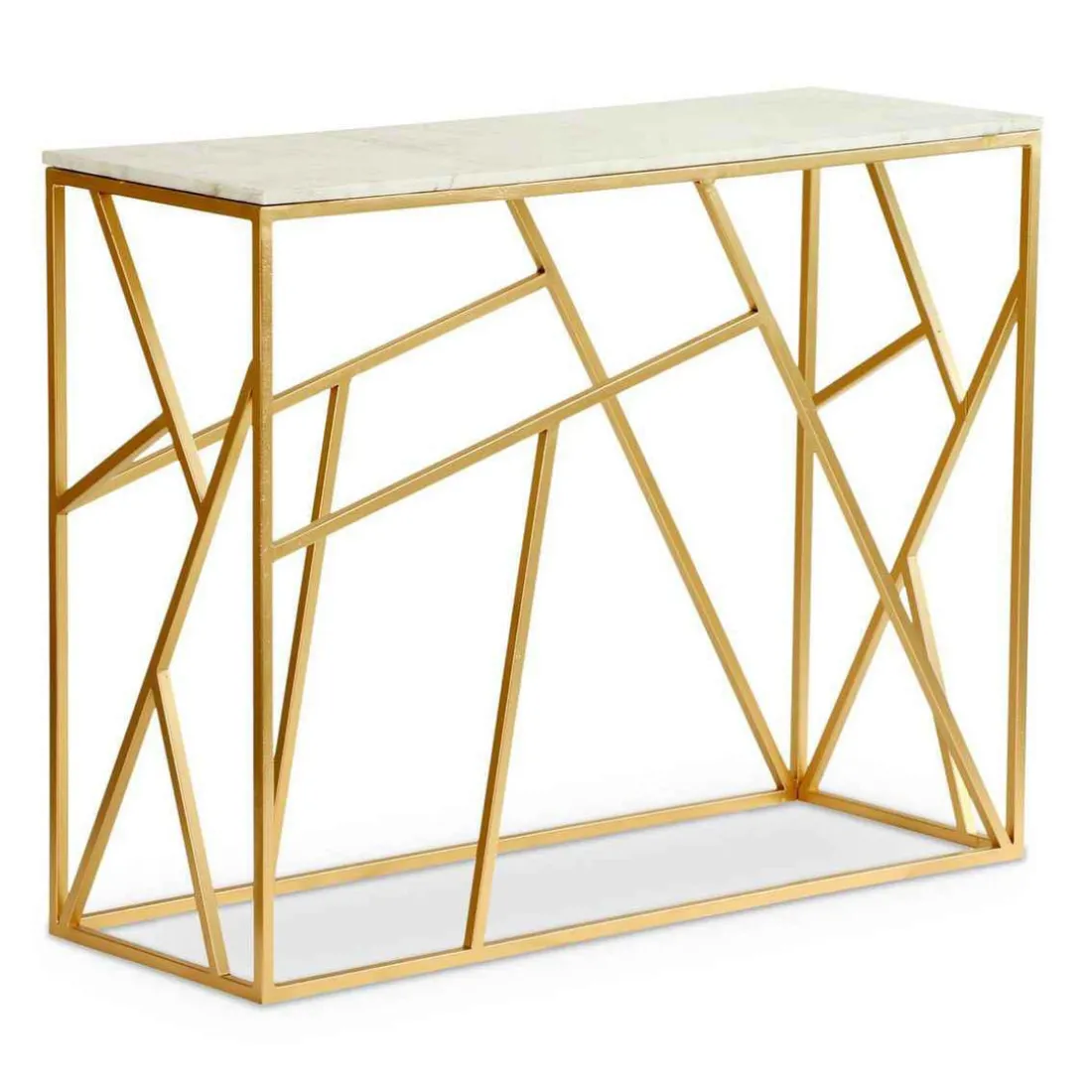 Console Design PUZZLE Marbre Et Métal Or