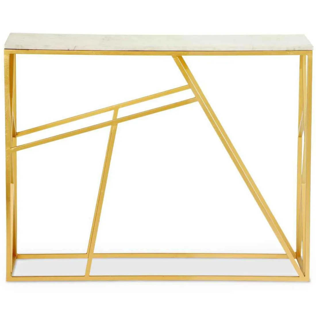 Console Design PUZZLE Marbre Et Métal Or