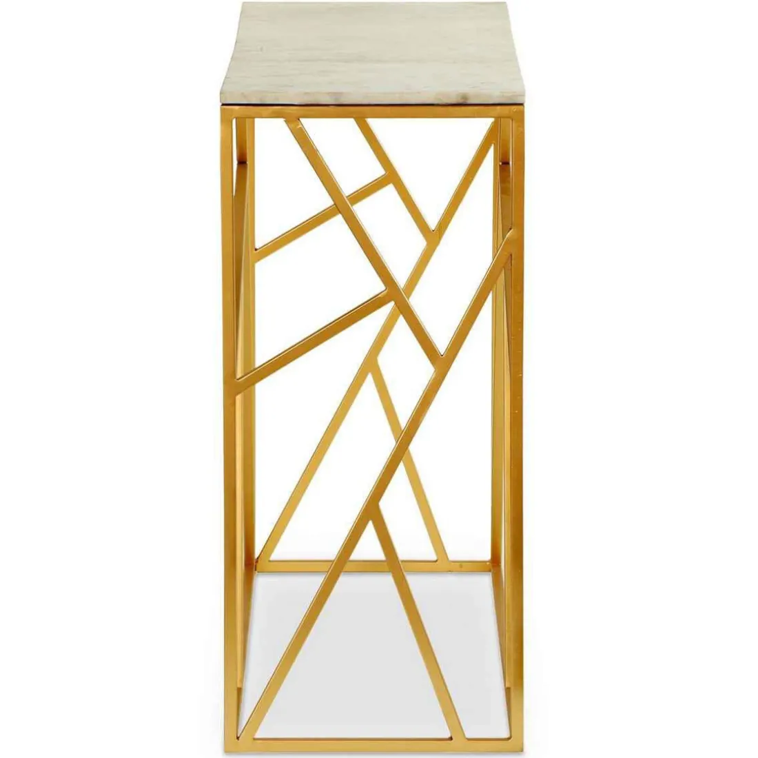 Console Design PUZZLE Marbre Et Métal Or