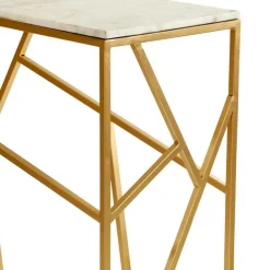 Console Design PUZZLE Marbre Et Métal Or