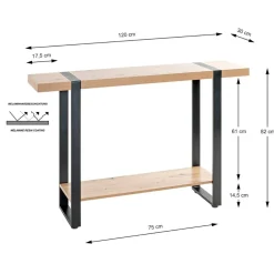 Console deux niveaux bois et métal