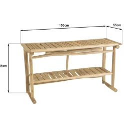 Console double plateau en branches de Teck naturel WILL Beige