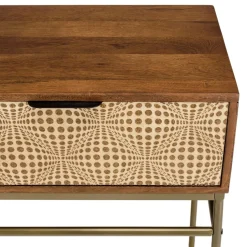 Console en bois de manguier 2 tiroirs motifs ethniques ALIX