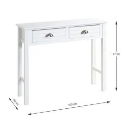 console en bois massif 2 tiroirs