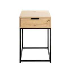 Console en métal noir avec corps et tiroir chêne