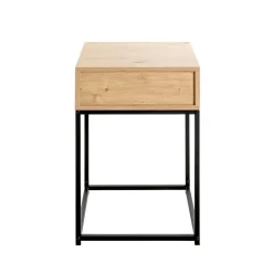 Console en métal noir avec corps et tiroir chêne