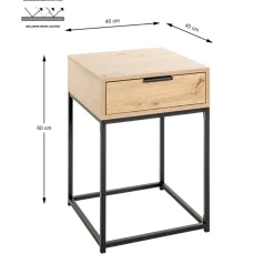 Console en métal noir avec corps et tiroir chêne
