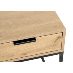 Console en métal noir avec corps et tiroir chêne