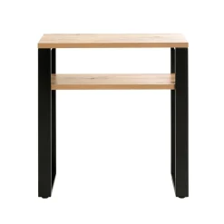 Console en métal noir et plateaux décor chêne