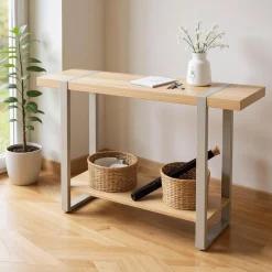 Console en tube d'acier peint par poudrage en gris cachemire