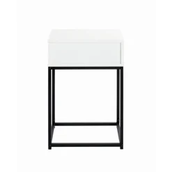 Console en tube d'acier peint par poudrage en noir tiroir en panneau de particules avec décor en blanc