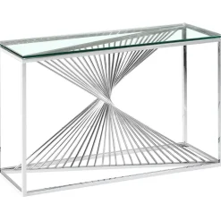 Console en Verre Transparent et Pieds Argent CLESSY